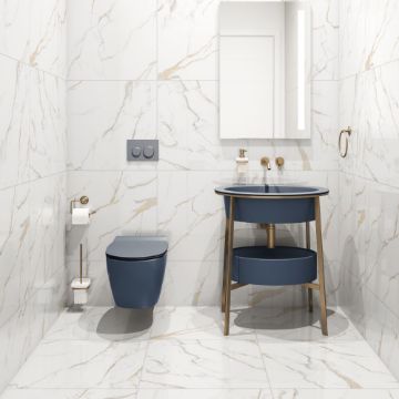 Show details for Calacatta Gold Polished Marble Look Tile 60x60 cm Picture of Calacatta Gold Polished Marble Look Tile 60x60 cm