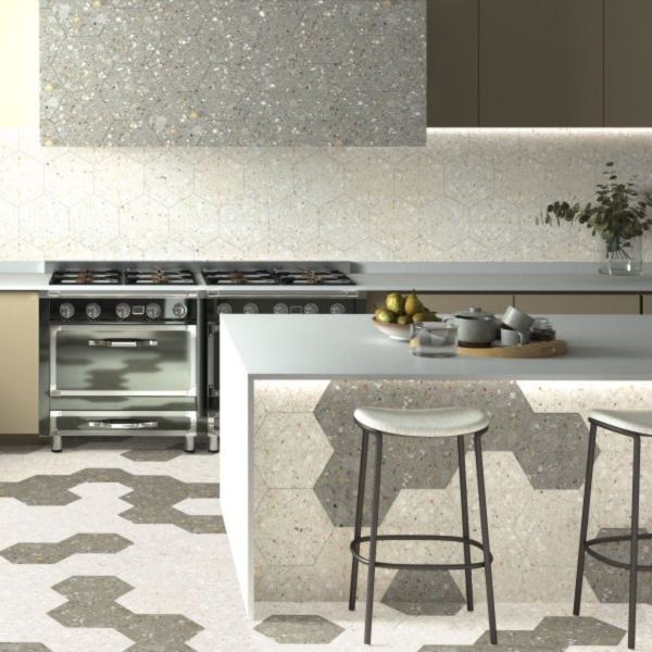 Picture of Texa White Matt Terrazzo Look Tile 25.8x29 cm