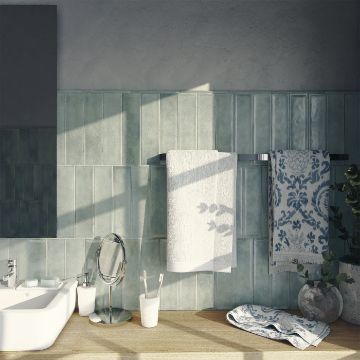 Show details for Rustic Glass Green Wall Tile 7.5x30 cm Picture of Rustic Glass Green Wall Tile 7.5x30 cm