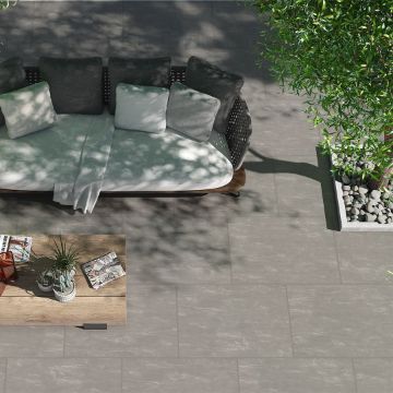 Show details for Kandla Grey Porcelain Riven Paving Slab 60x90 cm kandla tiles