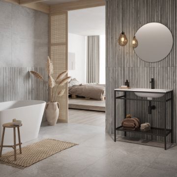 Show details for Orient Grey Matt Wood Effect Tile 39.8x119.8 cm Picture of Orient Grey Matt Wood Effect Tile 39.8x119.8 cm