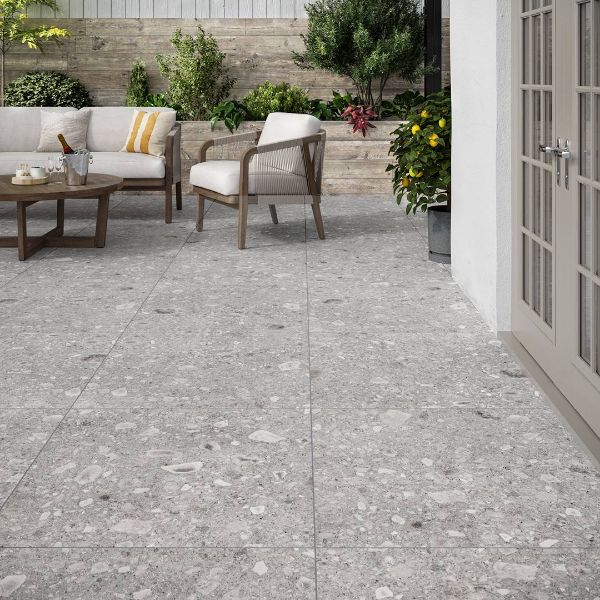 white terrazzo slabs
